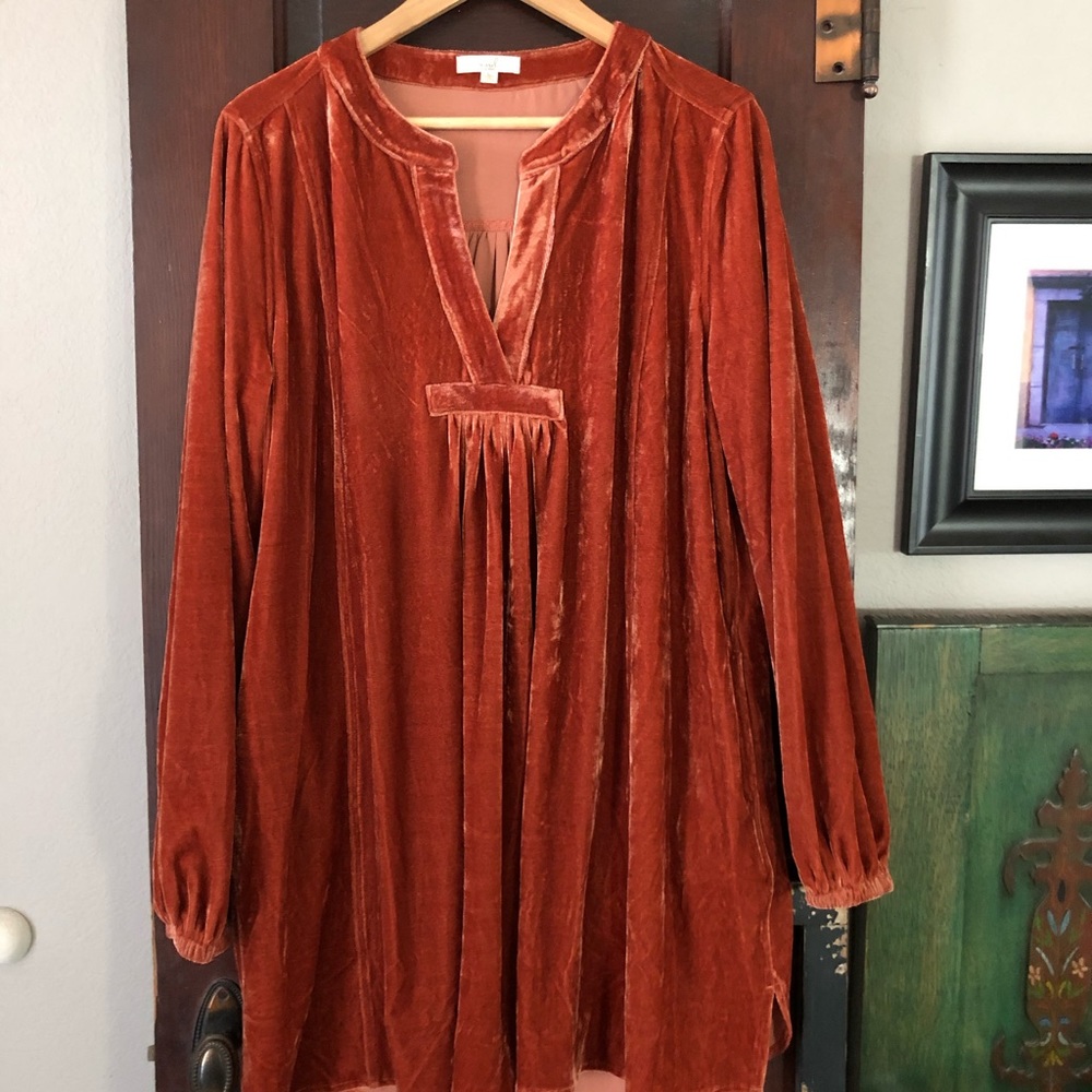 Velveteen Rust Swing Dress